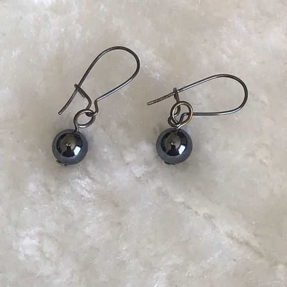 Hematite Drop Earrings - Picture 1 of 3